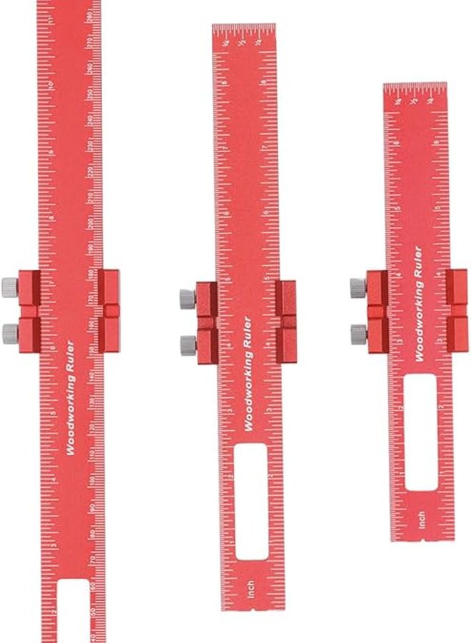 6 8 12 Inch Aluminium Alloy Pocket Ruler Set Adjustable Slide Stop Measuring Tool for Woodworking DIY - Image 4