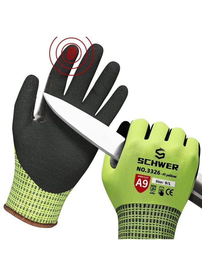 Schwer ProGuard Highest Level Cut Resistant Work Gloves PR3326 for Extreme Protection，ANSI A9 Cut Gloves with Reinforced Thumb, Non Slip, Breathable, Cooling, Durable, Touch-screen, Yellow1 Pair（S） - Image 1
