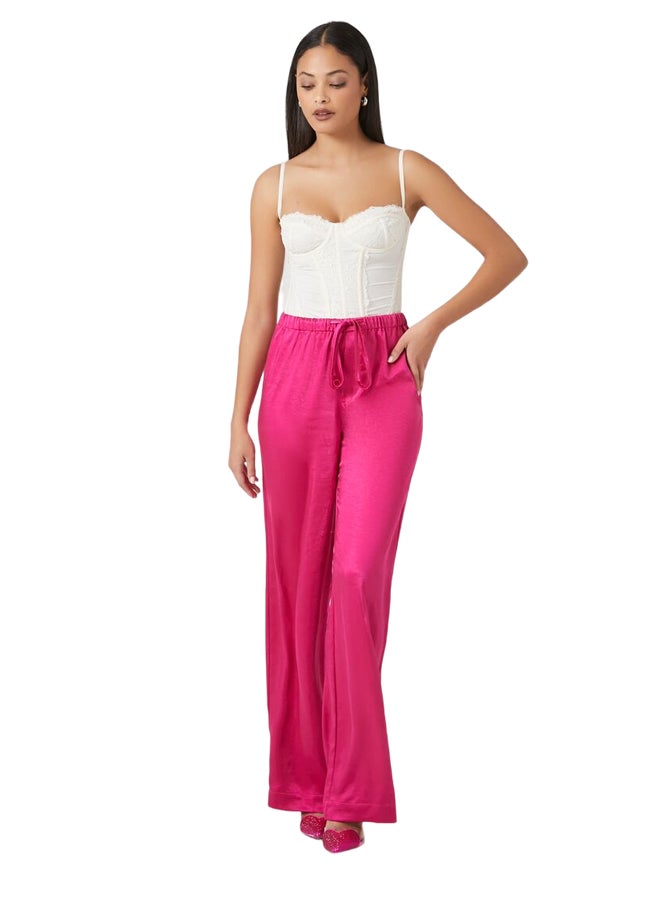 FOREVER 21 Satin Drawstring Wide-Leg Pants - Image 1