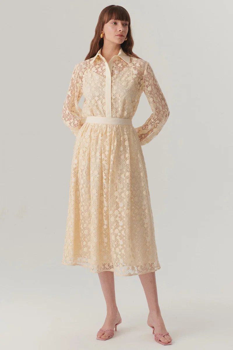 EXQUISE Cotton Lace Regular Shirt
