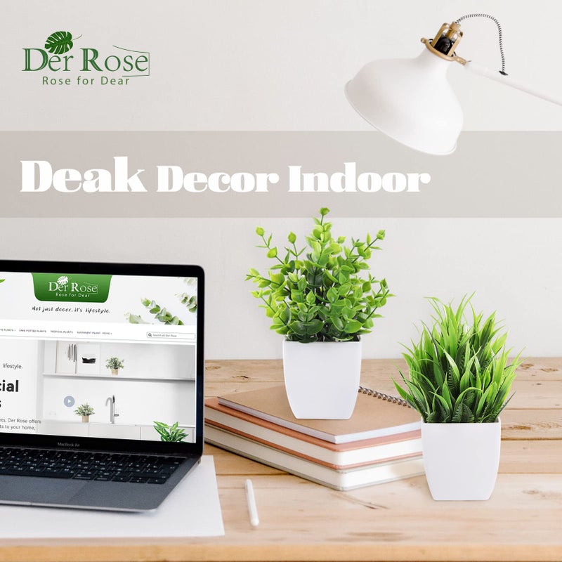 Der Rose 2 Pack Small Fake Plants Mini Artificial Potted Plants for Table Desk Home Bathroom Office Decor - Image 5