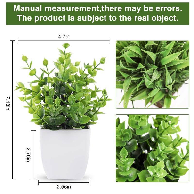 Der Rose 2 Pack Small Fake Plants Mini Artificial Potted Plants for Table Desk Home Bathroom Office Decor - Image 2