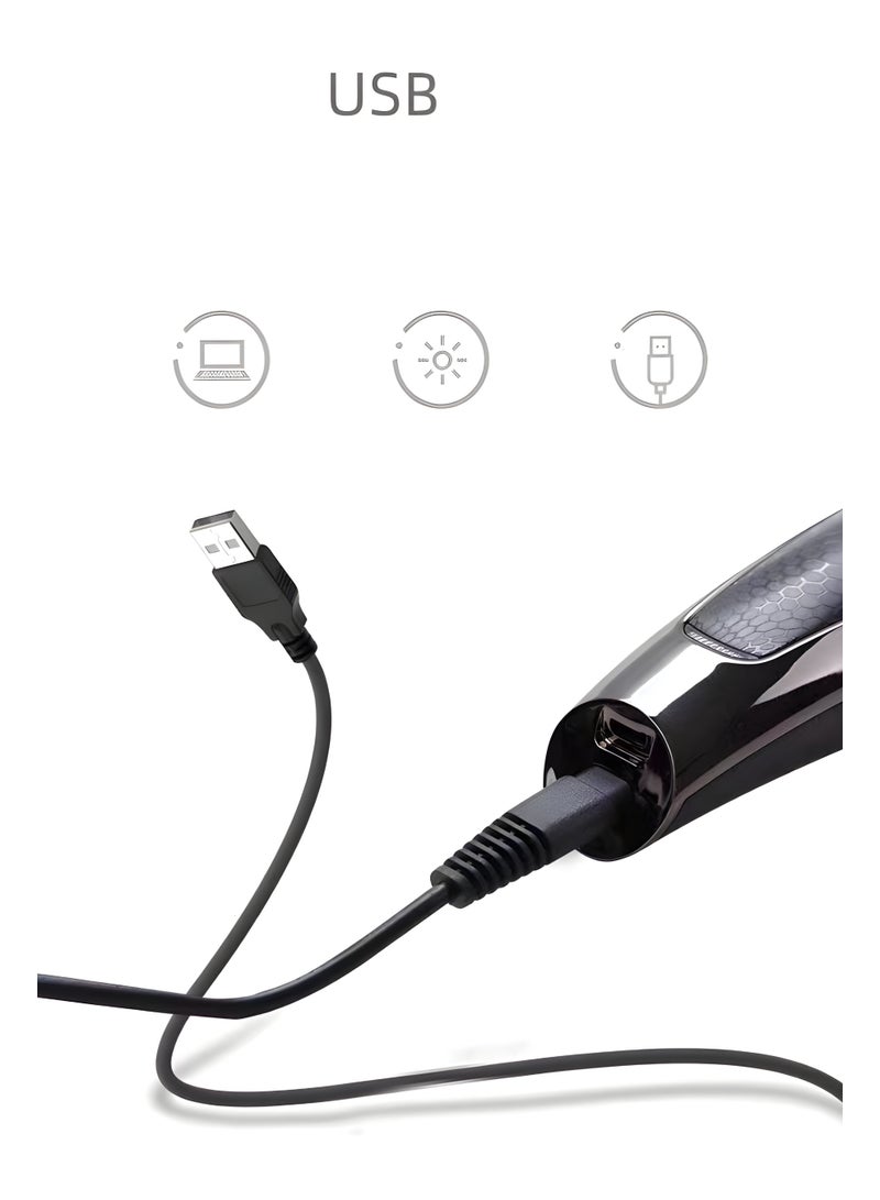 مكنة حلاقة شعر احترافية VGR V-030 - شفرات دقيقة على شكل T - بطارية تدوم  دقيقة - شحن USB – 5 أمشاط دليلية – لون اسود - Image 4