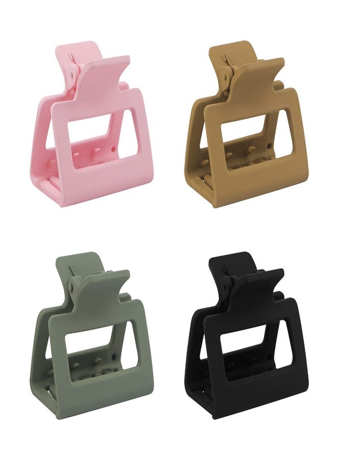Bakefy 4 Piece Medium Claw Clips For Thin Hair, 2 Inch Matte Square Clips For Fine/Medium Thick Hair, Nonslip Jaw Clamps, Multi - Image 1