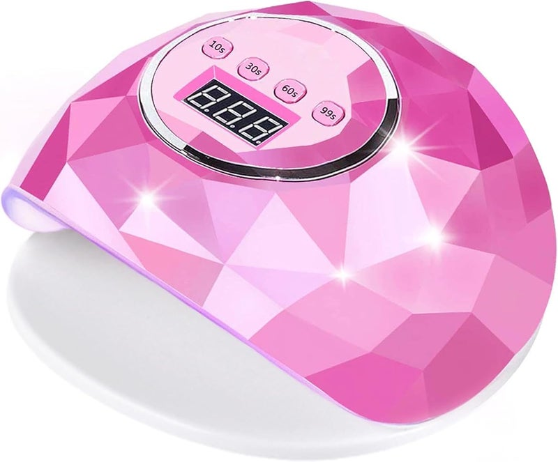 AIJIMEI AIJIMEI Diamond Purple Nail Lamp Nail Dryer Nail Tools LED Gel Nail Lamp 86W Gel Nail Light Nail Polish Dryer for Professional and Beginner Rosepink 