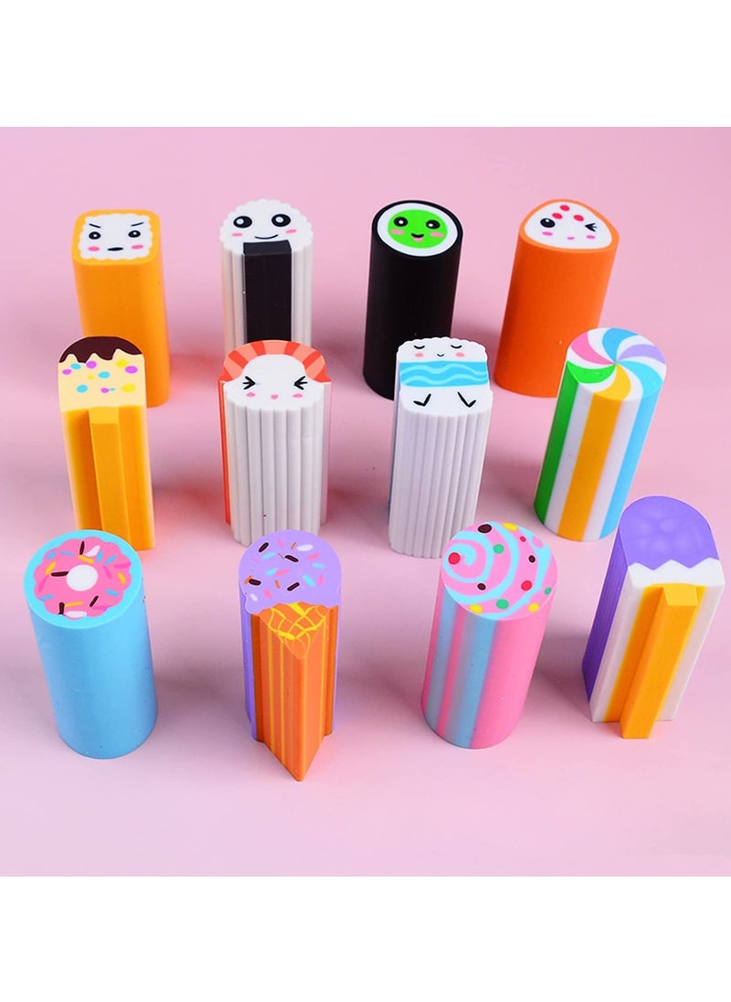 SYOSI - Cartoon Food Eraser, Sushi Desserts Desk Pet Erasers for Kids  Fun Erasers for Students Bulk Long Pencil Erasers for School Supplies Prize Gifts Party Favors 12 Pack - Image 1