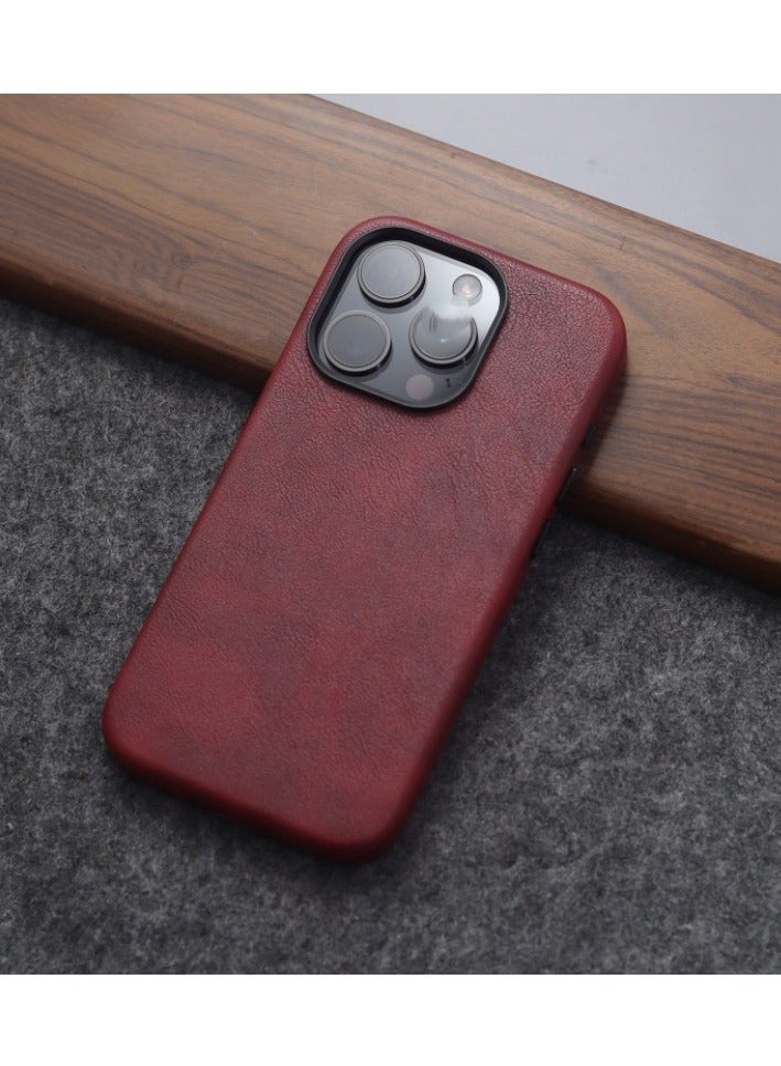For iPhone 16 Pro Leather Case, Business Luxury Classic PU Leather Elegant Designer Men Cover Soft Non-Slip Grip Phone Cases for iPhone 16 Pro - Image 2