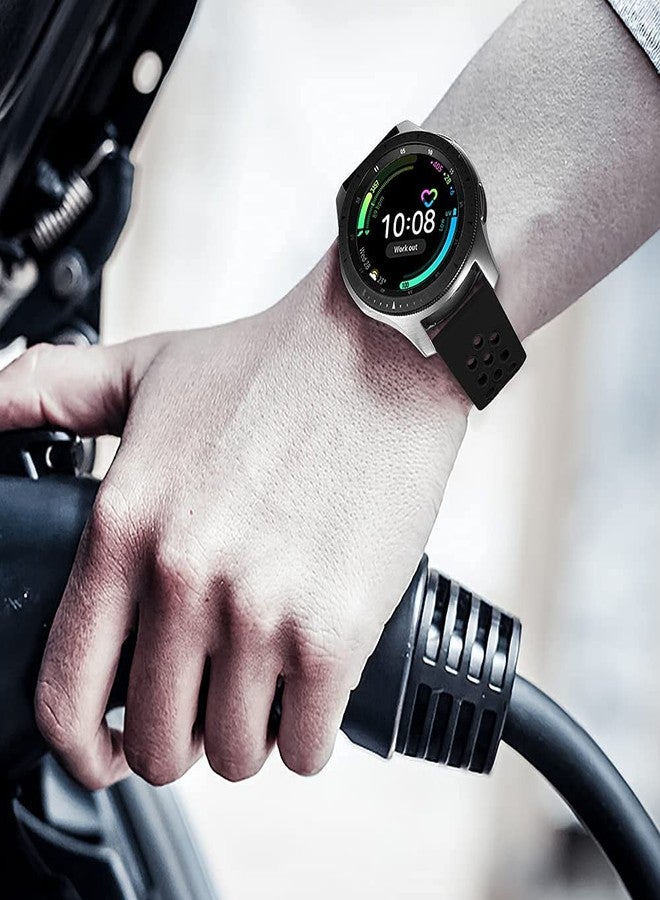 Easuny Compatible for Samsung Galaxy Watch 3 45mm Band/Samsung Watch Band 46mm /Galaxy Gear S3 Frontier, 22mm Quick Release Silicone Breathable Watch Strap Accessories, Black/Black Large - Image 5