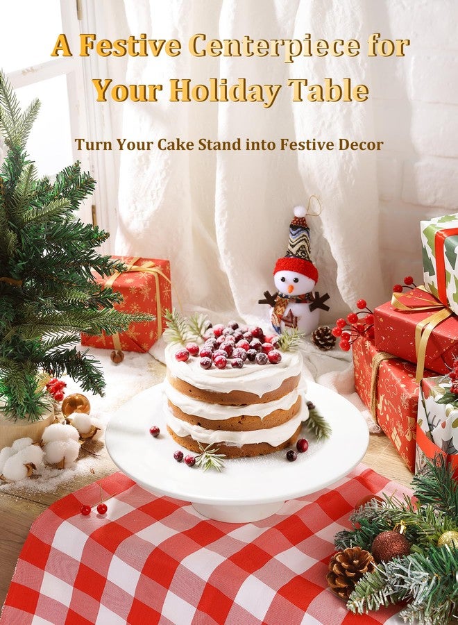 Yedio 12 inch Porcelain Cake Stand, Round Dessert Stand, Cupcake Stand for Birthday Parties, Weddings, Baby Shower and Other Events, White - Image 3