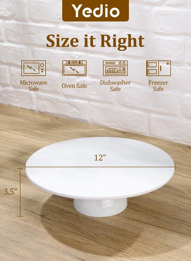 Yedio 12 inch Porcelain Cake Stand, Round Dessert Stand, Cupcake Stand for Birthday Parties, Weddings, Baby Shower and Other Events, White - Image 2