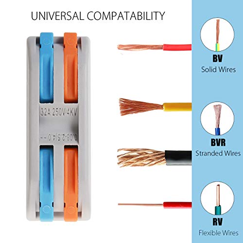 VAMRONE Wire Connectors Nuts, 10Pcs 2 Conductor Compact Splicing Wire Connectors with Colored, 2 Circuit Inline Splices, 28-12 AWG[ SPL-2] - Image 4
