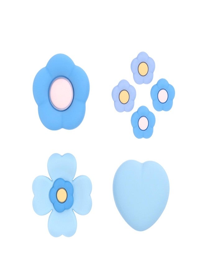 GeekShare Cross D-Pad Button Caps Thumb Grips Set,Silicone ABXY Key Buttons Sticker Compatible with Nintendo Switch/OLED Joy-Con -Flower (Purple) - Image 1