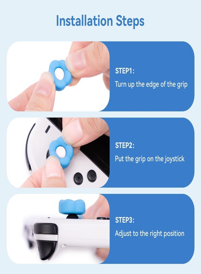 GeekShare Cross D-Pad Button Caps Thumb Grips Set,Silicone ABXY Key Buttons Sticker Compatible with Nintendo Switch/OLED Joy-Con -Flower (Purple) - Image 5