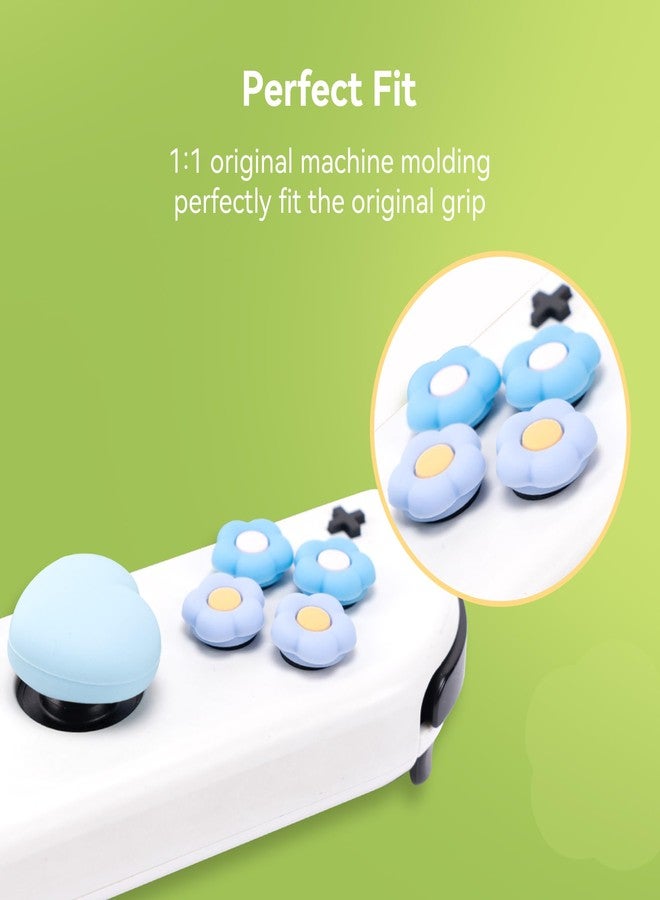 GeekShare Cross D-Pad Button Caps Thumb Grips Set,Silicone ABXY Key Buttons Sticker Compatible with Nintendo Switch/OLED Joy-Con -Flower (Purple) - Image 3