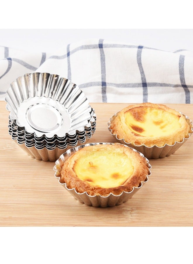 10PCS Egg Tart Molds Tart Pan, Mini Tart Tins Aluminium Mini Tart Pans for Baking  - Image 3