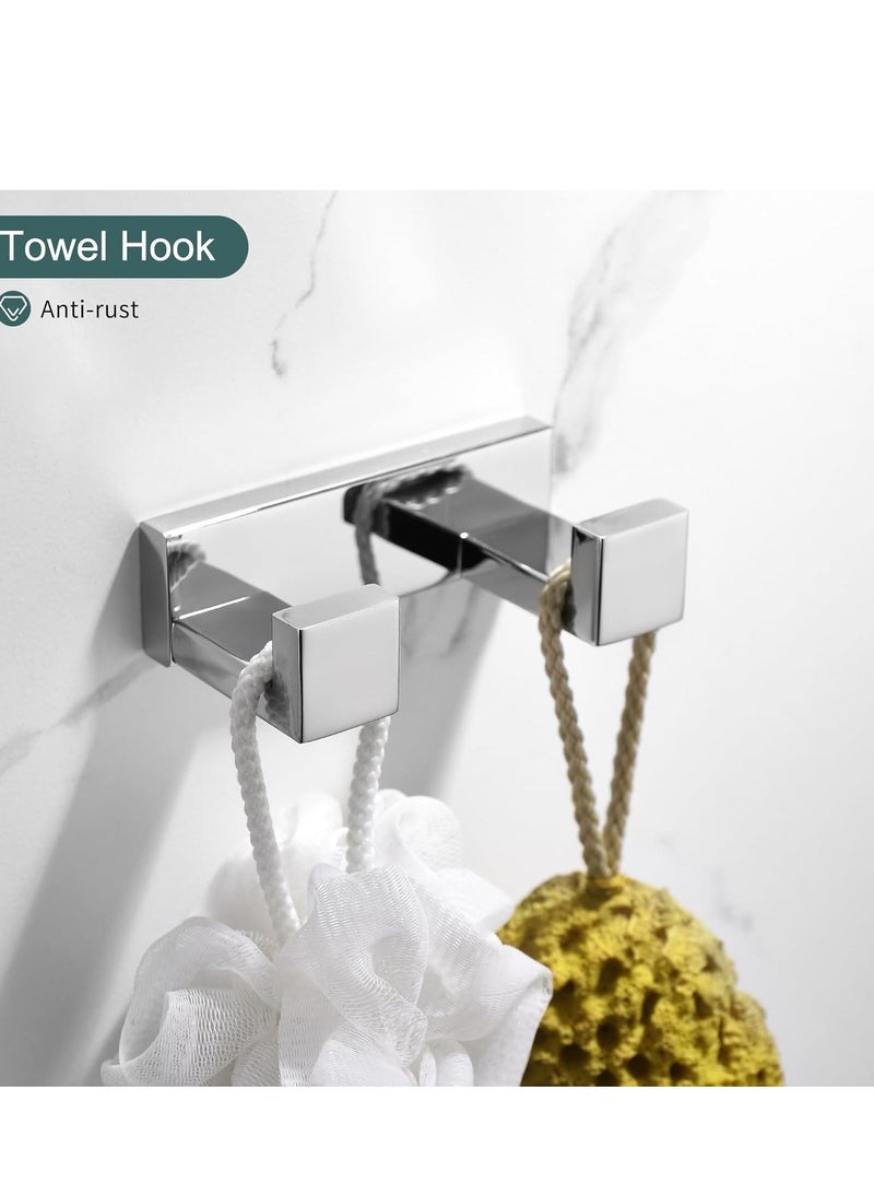 4-Pieces Bathroom Hardware Set, Polished Chrome Towel Bar Set, Wall Mounted Stainless Steel Bathroom Hardware Accessories Set, 23.6 inch - Image 5