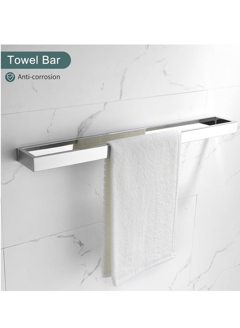 4-Pieces Bathroom Hardware Set, Polished Chrome Towel Bar Set, Wall Mounted Stainless Steel Bathroom Hardware Accessories Set, 23.6 inch - Image 2