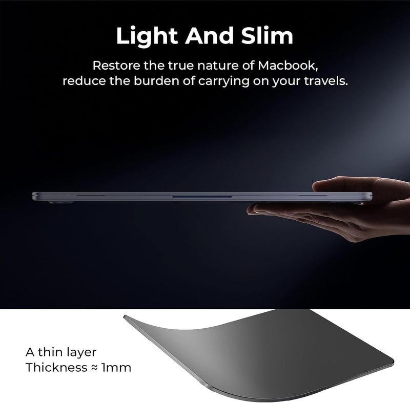 BlueSwan حافظة متوافقة مع MacBook Air 15 بوصة M5 M4 M3 M2 A3448 A3241 A3114 A2941، التي تم إصدارها في 2026 و2025-2023، غلاف حماية PP خارجي مقاوم للتشقق ومضاد لبصمات الأصابع لجهاز Mac 15.3 بوصة، أسود غير لامع - Image 5