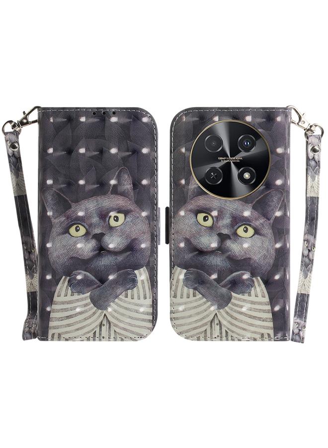 زبون جراب لهاتف Huawei nova 12i 4G Global 3D ملون أفقي قابل للطي من الجلد - Image 1