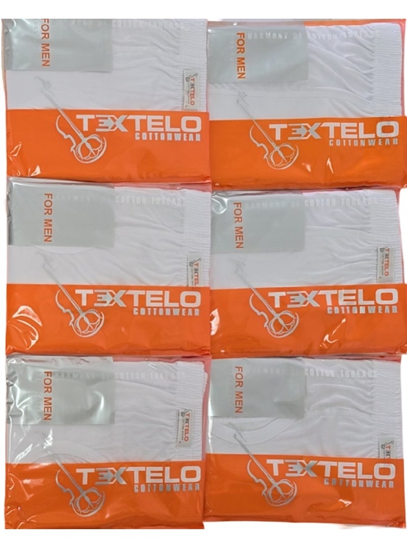 Textelo Textelo Pack of 6 Man White boxer shorts combed Comfort-Fit Underwear 100% Cotton Long Leg Short Briefs Open - Image 3