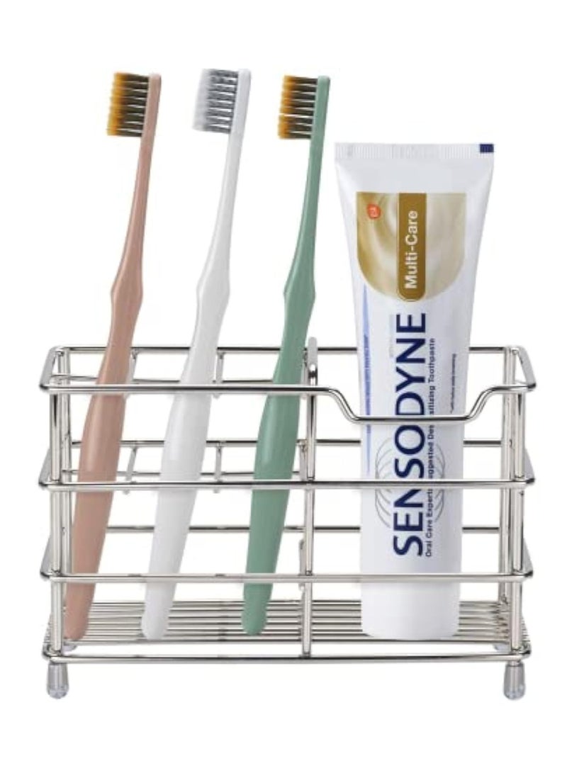 Arabest Toothbrush Holder, Stainless Steel Rustproof Metal Bathroom Toothbrush and Toothpaste Holder Bathroom Accessories Organizer for Small Spaces (Small, Silver)  - Image 1