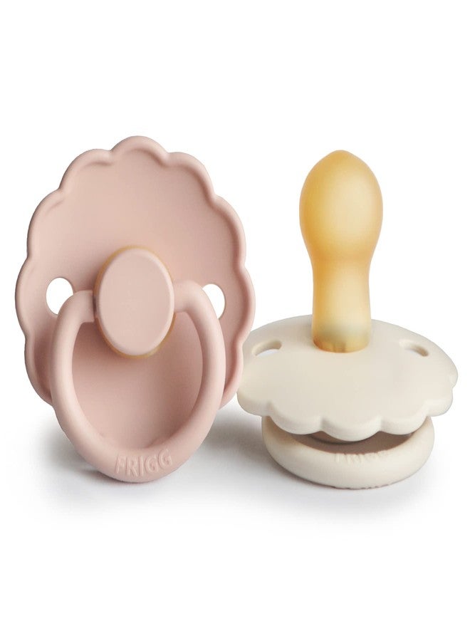 FRIGG Daisy Natural Rubber Baby Pacifier | Made in Denmark | BPA-Free (Blush/Cream, 0-6 Months) 2-Pack - Image 1
