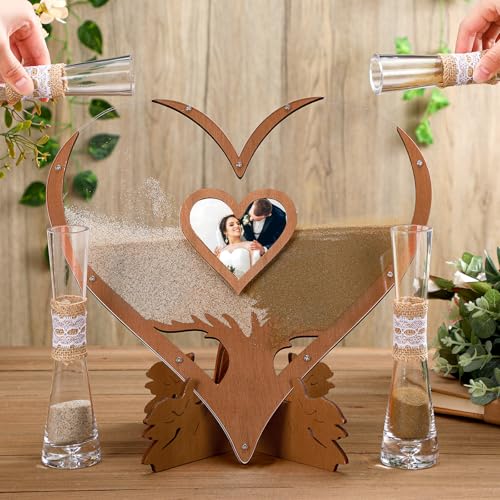 Anglechic Wedding Unity Sand Blended Family Sand Ceremony Kit Set Rustic Wedding Unity Ceremony Decorations for Bridal Shower Party Reception (Heart,Novelty Color) - Image 1