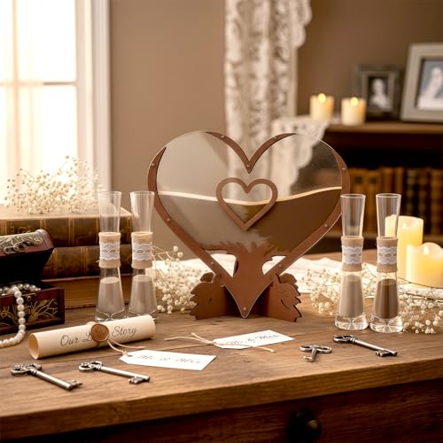 Anglechic Wedding Unity Sand Blended Family Sand Ceremony Kit Set Rustic Wedding Unity Ceremony Decorations for Bridal Shower Party Reception (Heart,Novelty Color) - Image 5