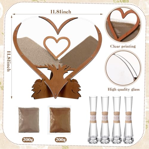 Anglechic Wedding Unity Sand Blended Family Sand Ceremony Kit Set Rustic Wedding Unity Ceremony Decorations for Bridal Shower Party Reception (Heart,Novelty Color) - Image 3