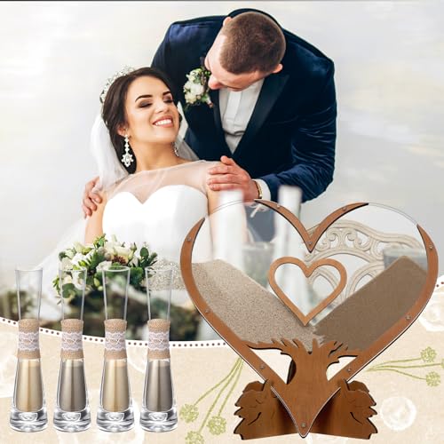 Anglechic Wedding Unity Sand Blended Family Sand Ceremony Kit Set Rustic Wedding Unity Ceremony Decorations for Bridal Shower Party Reception (Heart,Novelty Color) - Image 4