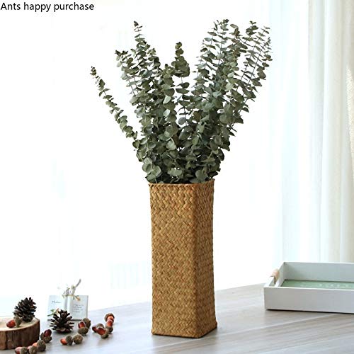 KODENG Natural Seaweed Weave Basket Pastoral Rattan Vase Bamboo Weaving Room Flower Arranger Gypsophila Dried Flower Vase Decoration (A) - Image 4