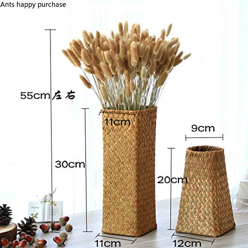 KODENG Natural Seaweed Weave Basket Pastoral Rattan Vase Bamboo Weaving Room Flower Arranger Gypsophila Dried Flower Vase Decoration (A) - Image 3
