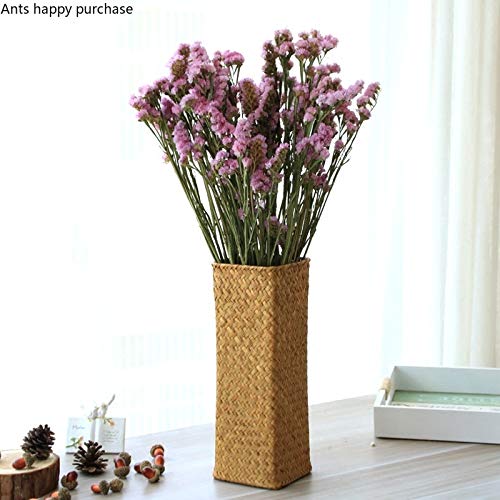 KODENG Natural Seaweed Weave Basket Pastoral Rattan Vase Bamboo Weaving Room Flower Arranger Gypsophila Dried Flower Vase Decoration (A) - Image 5