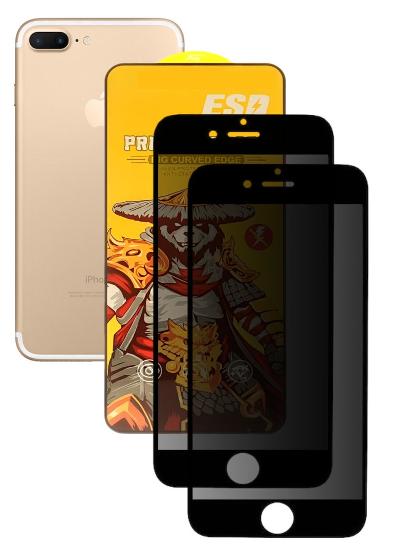 ESD 2 Pieces Tempered Dustproof Privacy Glass Screen Protector Compatible For iPhone 7 Plus - Image 1