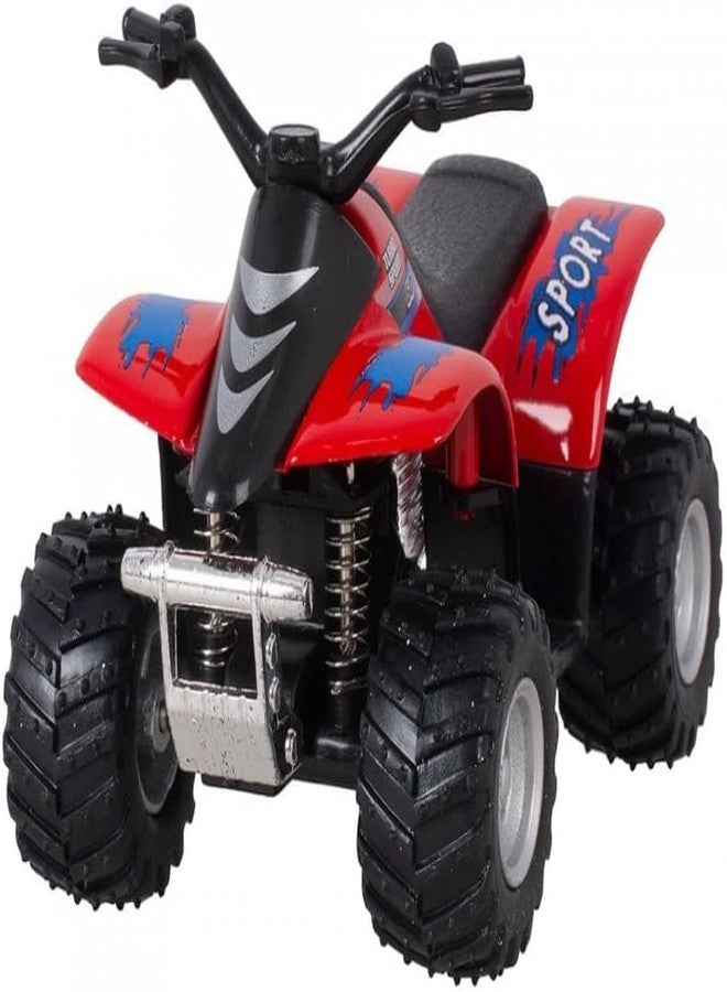 KiNSMART Smart ATV Four-Wheeler Die Cast Model Toy, Pullback Action, 3.5 Inch (Red)