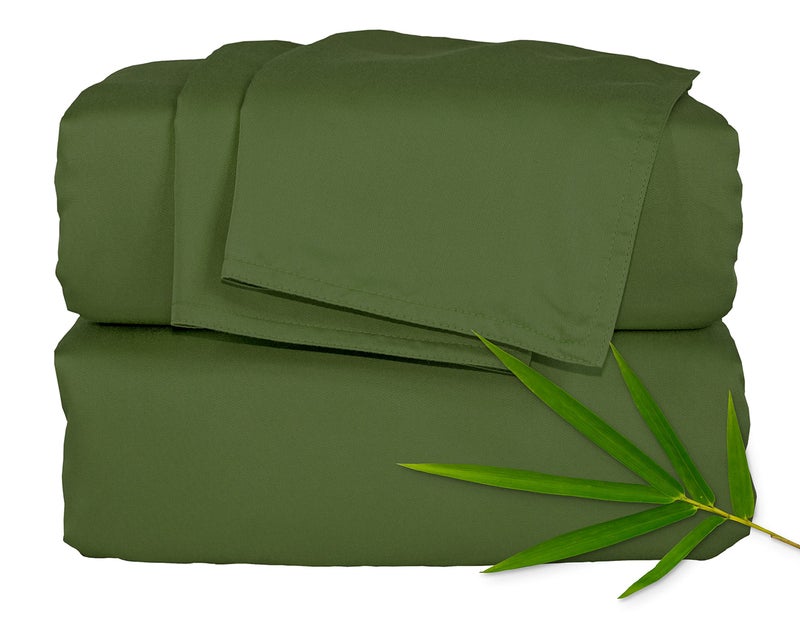 Pure Bamboo Twin Sheets by Pure Bamboo  Genuine 100% Organic Viscose Derived from Bamboo Bed Sheet Set  Luxuriously Soft & Cooling  Double Stitching  Lifetime Quality Promise (Twin  Pesto)  - Image 1