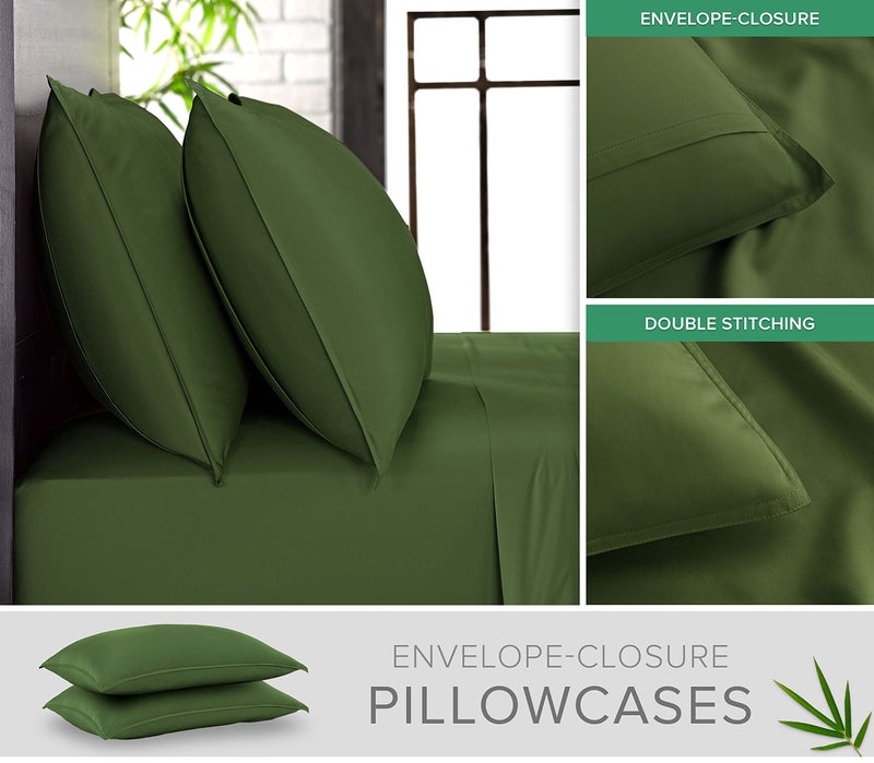 Pure Bamboo Twin Sheets by Pure Bamboo  Genuine 100% Organic Viscose Derived from Bamboo Bed Sheet Set  Luxuriously Soft & Cooling  Double Stitching  Lifetime Quality Promise (Twin  Pesto)  - Image 3