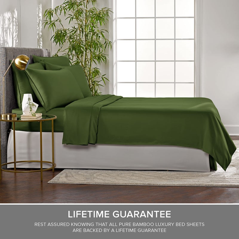 Pure Bamboo Twin Sheets by Pure Bamboo  Genuine 100% Organic Viscose Derived from Bamboo Bed Sheet Set  Luxuriously Soft & Cooling  Double Stitching  Lifetime Quality Promise (Twin  Pesto)  - Image 4