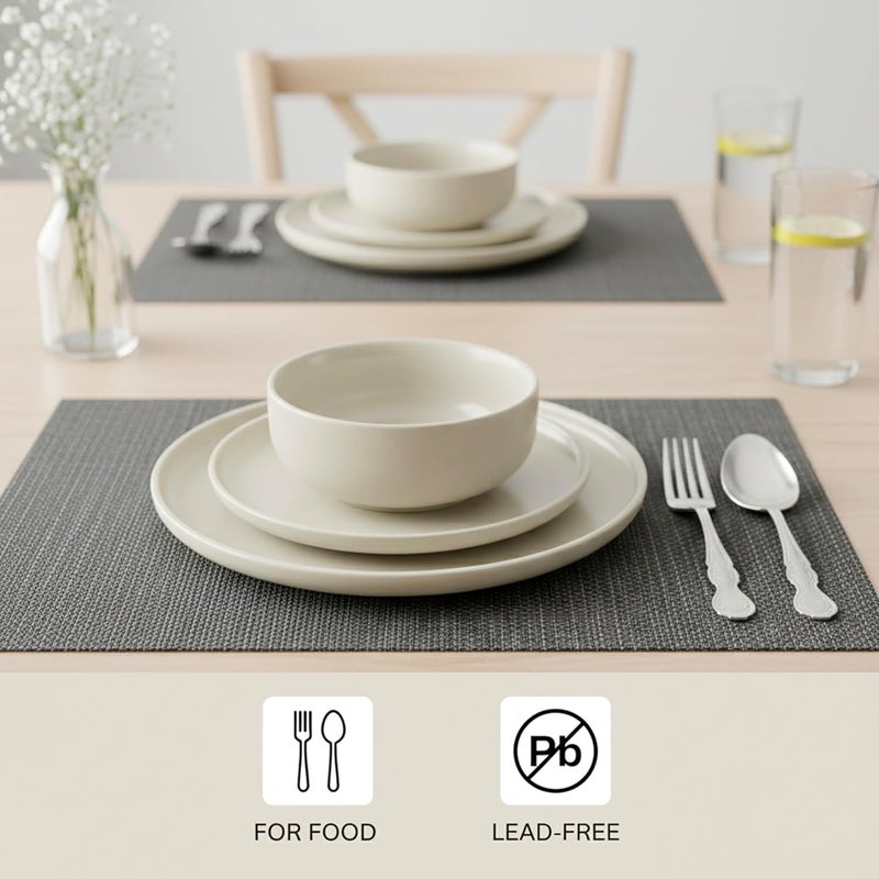 كويزين أرت طقم عشاء كويزين آرت فيرا المكون من 12 قطعة من الخزف الحجري - أطباق وأوعية عصرية لـ 4 أشخاص - أدوات مائدة خزفية متينة مع علبة هدايا - آمن للاستخدام في الميكروويف وغسالة الصحون - أساسيات أنيقة لتناول الطعام. - Image 2