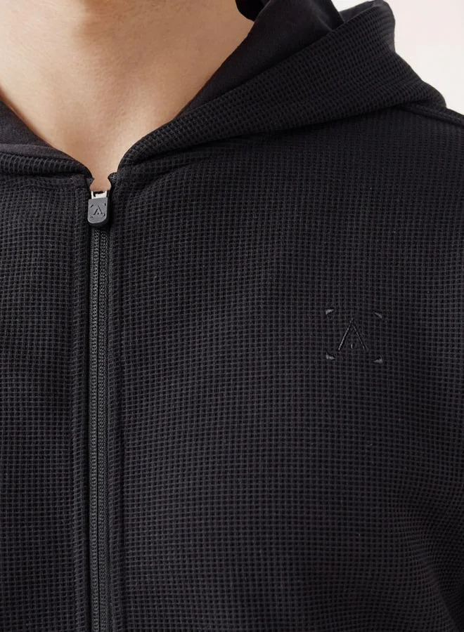 Splash Active Waffle Textured Zip Through Hoodie with Zip Closure
