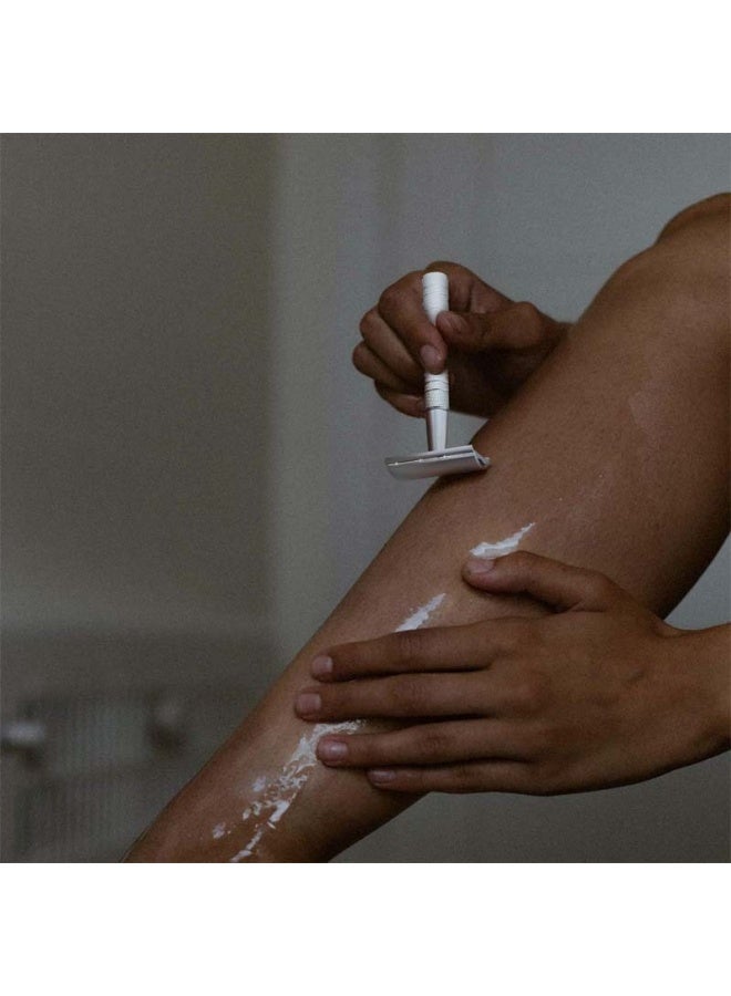 ماكينة حلاقة أمان من الفولاذ المقاوم للصدأ ذات شفرة مزدوجة مع 10 شفرات وقاعدة (فضي) - Image 5