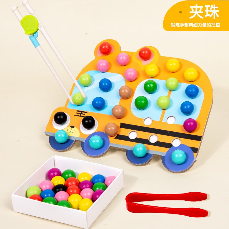 Wooden Fun Clip Beads Game Graffiti Painting Cartoon Parent-Child Interactive Exercise Baby Hand-Eye Coordination Educational Toys - Image 3