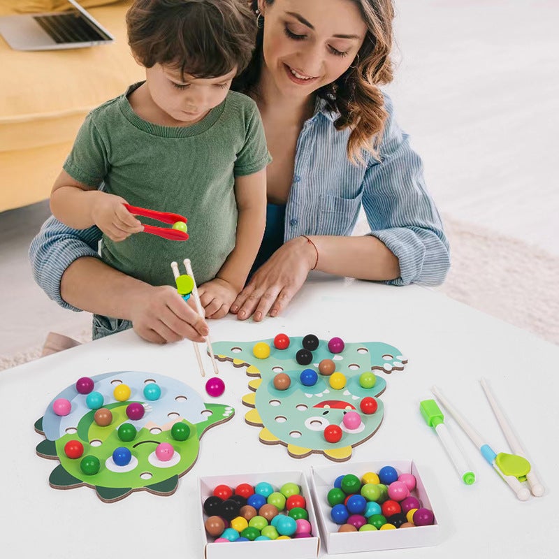 Wooden Fun Clip Beads Game Graffiti Painting Cartoon Parent-Child Interactive Exercise Baby Hand-Eye Coordination Educational Toys - Image 4