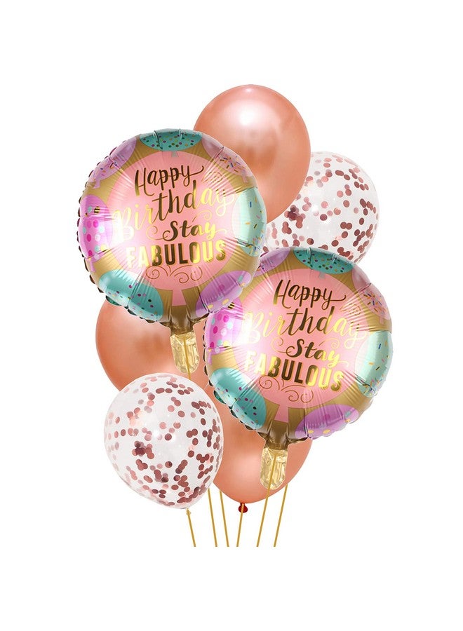 TOYXE Happy Birthday Stay Fabulous Balloon Bouquet Pack Of 10 Pcs Material Aluminium Foil Latex Rubber (Color Multi) - Image 1