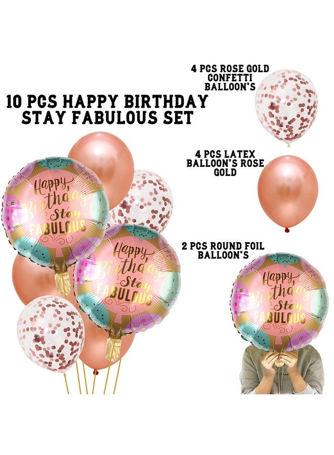 TOYXE Happy Birthday Stay Fabulous Balloon Bouquet Pack Of 10 Pcs Material Aluminium Foil Latex Rubber (Color Multi) - Image 2