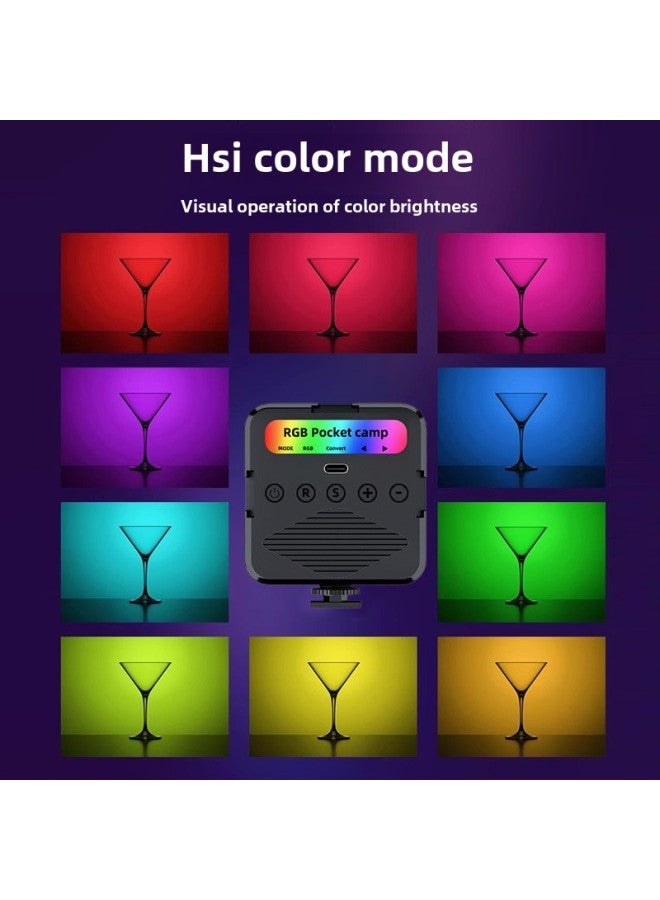 Direct Supply RGB Full Color Fill Light Mini Portable Led Pocket Light Outdoor Professional Shooting Gourmet Soft Light-Light Source Color: (Packaging + Three-color Charging Model)  - Image 4