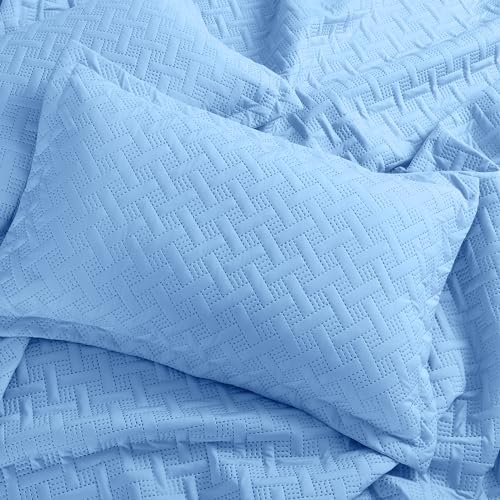 Nirwana Decor BedBliss Ultrasonic 280 TC All Season Supersoft King Size Bedding Set/bedcover/Rajaai Quilted Set with 2 Pillow Covers, 150 GSM (90x100 inches, Sky Blue) - Image 2
