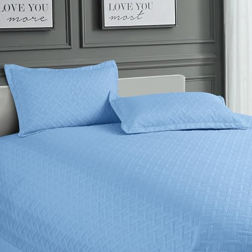 Nirwana Decor BedBliss Ultrasonic 280 TC All Season Supersoft King Size Bedding Set/bedcover/Rajaai Quilted Set with 2 Pillow Covers, 150 GSM (90x100 inches, Sky Blue) - Image 4