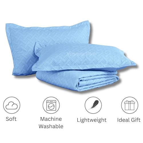 Nirwana Decor BedBliss Ultrasonic 280 TC All Season Supersoft King Size Bedding Set/bedcover/Rajaai Quilted Set with 2 Pillow Covers, 150 GSM (90x100 inches, Sky Blue) - Image 5