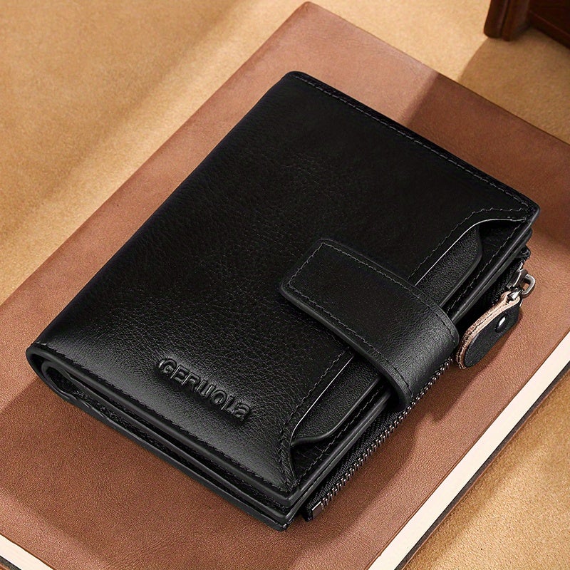 GERUOLA Men's Short Wallet, Vintage Genuine Leather Multi-Function Card Holder with RFID Blocking, Compact and Large Capacity for Business and Gifts - Image 1